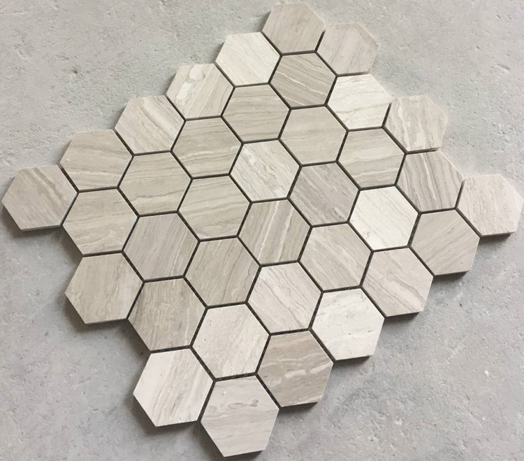 Wall decoration materials white wood marble tile hexagon backsplash