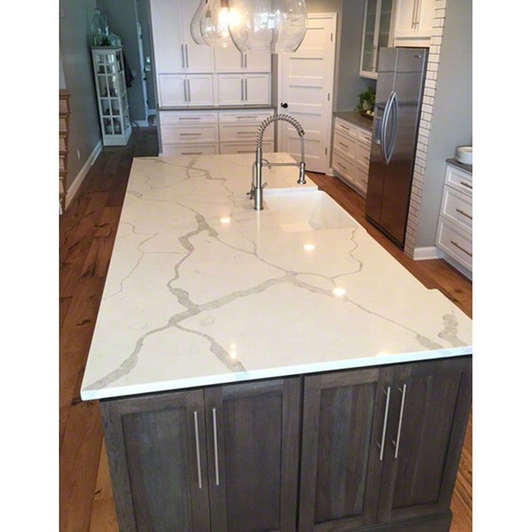 Artificial granite synthetic marble vanity tops quartz kitchen countertops with veins