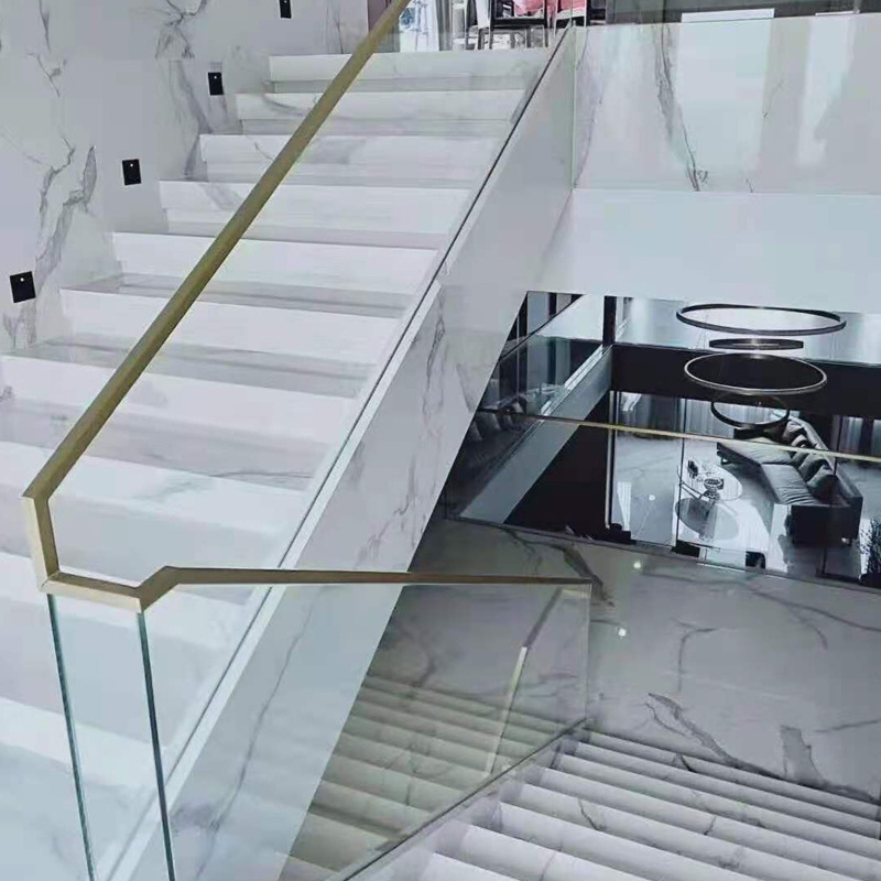 High End Artificial Sintered Stone Treads LED Steps Stair Sintered Stone Stairs