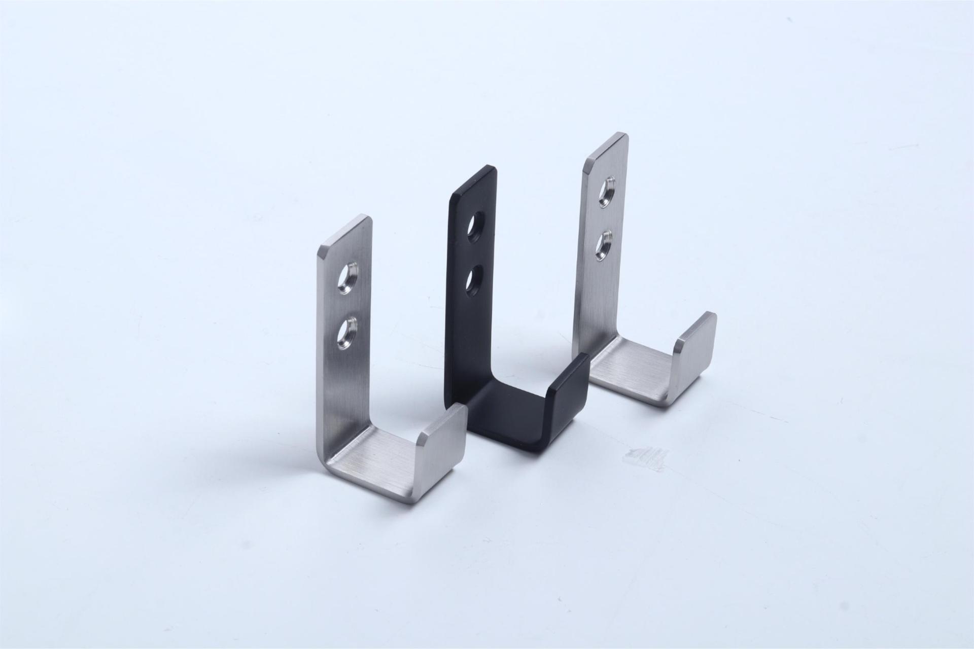 Steel Wall Mounting Storage Hook Black Towel Hooks Heavy Duty Double Hole Screw Installation Hook