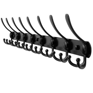 Heavy Duty Wall Mounted Coat Hat Hanger Rack 8 Tri Metal Coat Hook Rail for Coat Hat Towel