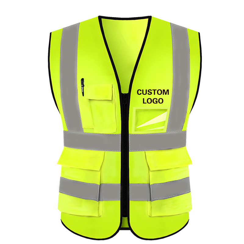 High Quality Orange Summer Polyester Reflective Safety Vest Logo Custom Traffic For Walking At Night