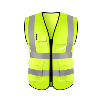 Wholesale Custom Logo Industrial Security Construction Work Safety Vest Reflective High Visibility Reflector Vest With Pockets