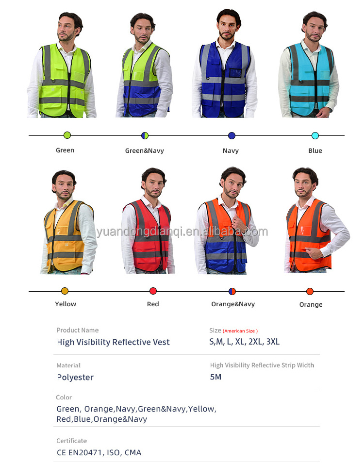 Top Quality Security Safe Work Workwear Clothes Hi Vis Motorcycle Reflector Safety Vest  Workers Jacket For Road Construction