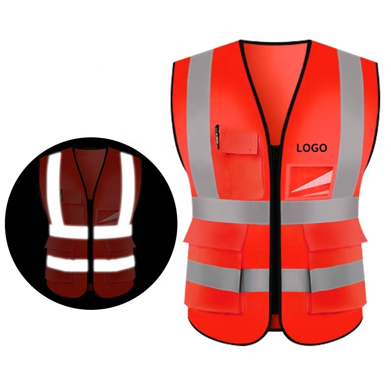 Most Popular ANSI Class 2 Security Work Reflector Clothing Road Construction Sanitation Adult Safety Reflective Vest with LOGO