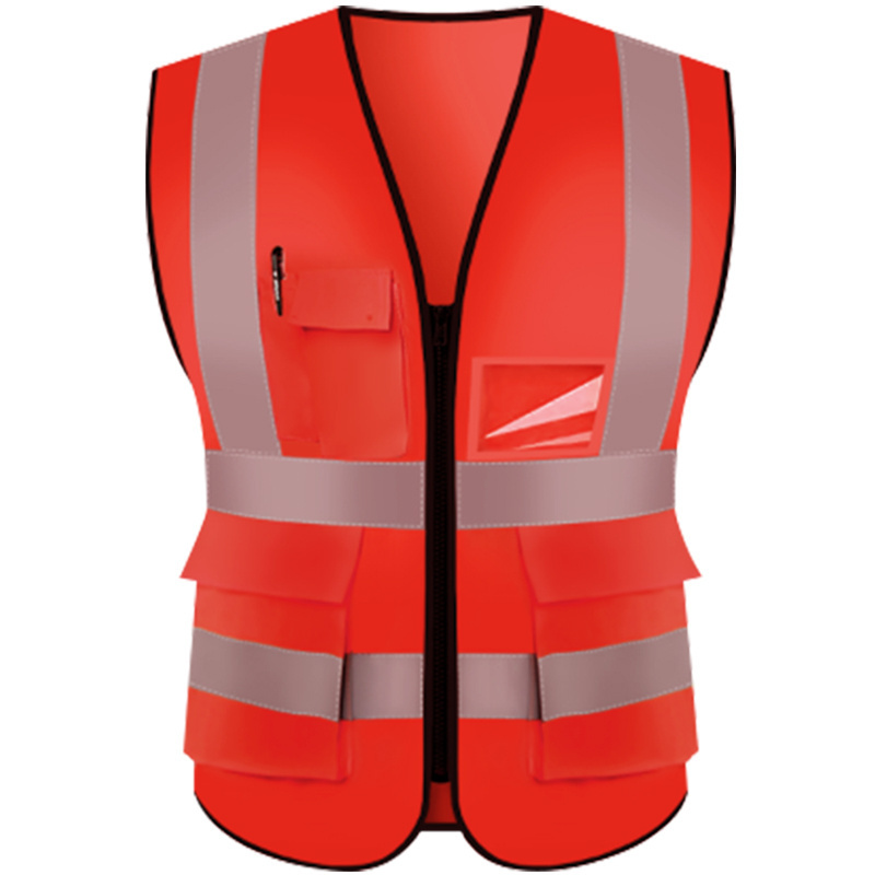 High Quality Green High Visibility Jacket Reflective Running Security Fluorescent Safety Vest Construction Vest with Pockets