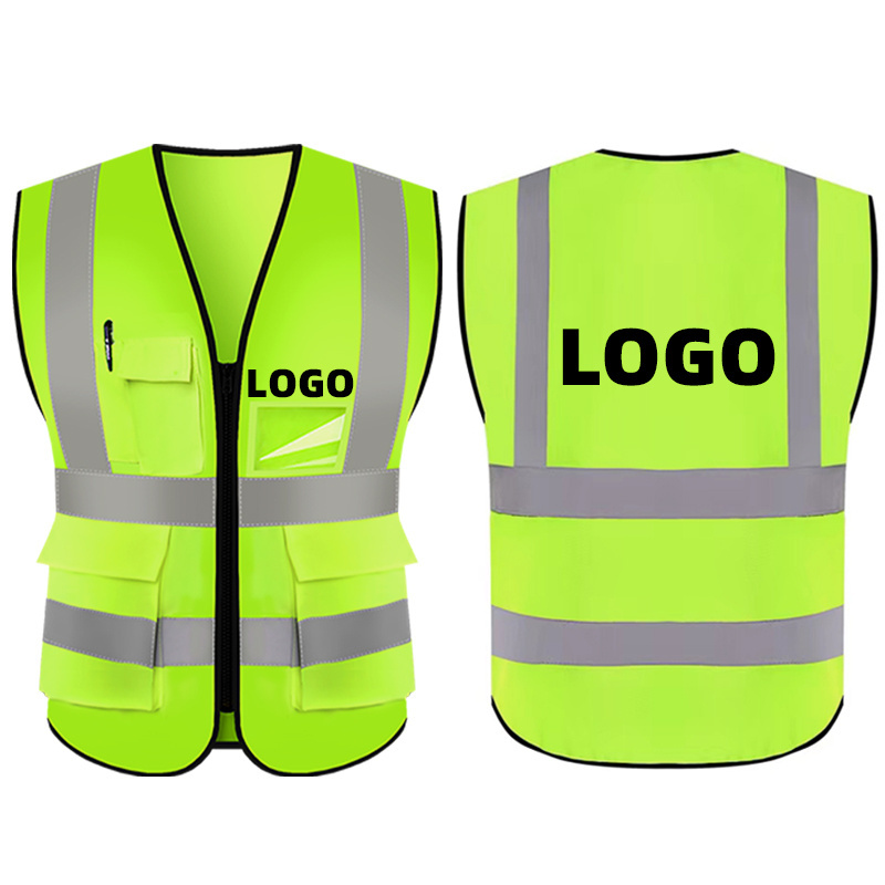 High Quality Orange Summer Polyester Reflective Safety Vest Logo Custom Traffic For Walking At Night