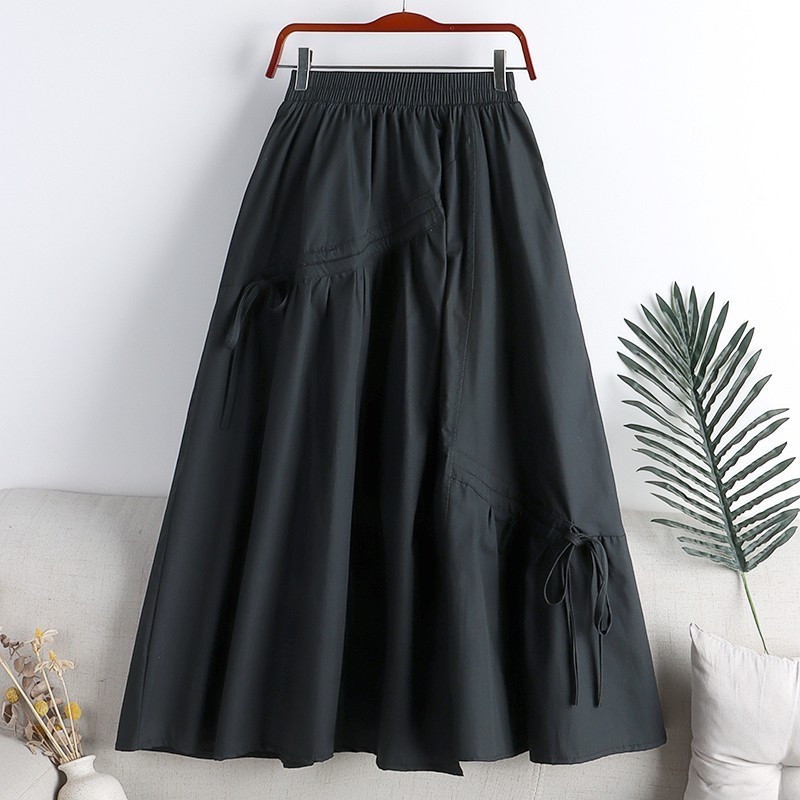 Wholesale 2023 Spring New High Waist Slim Irregular Strap Mid length Large Swing A-line Women's Half length Skirt