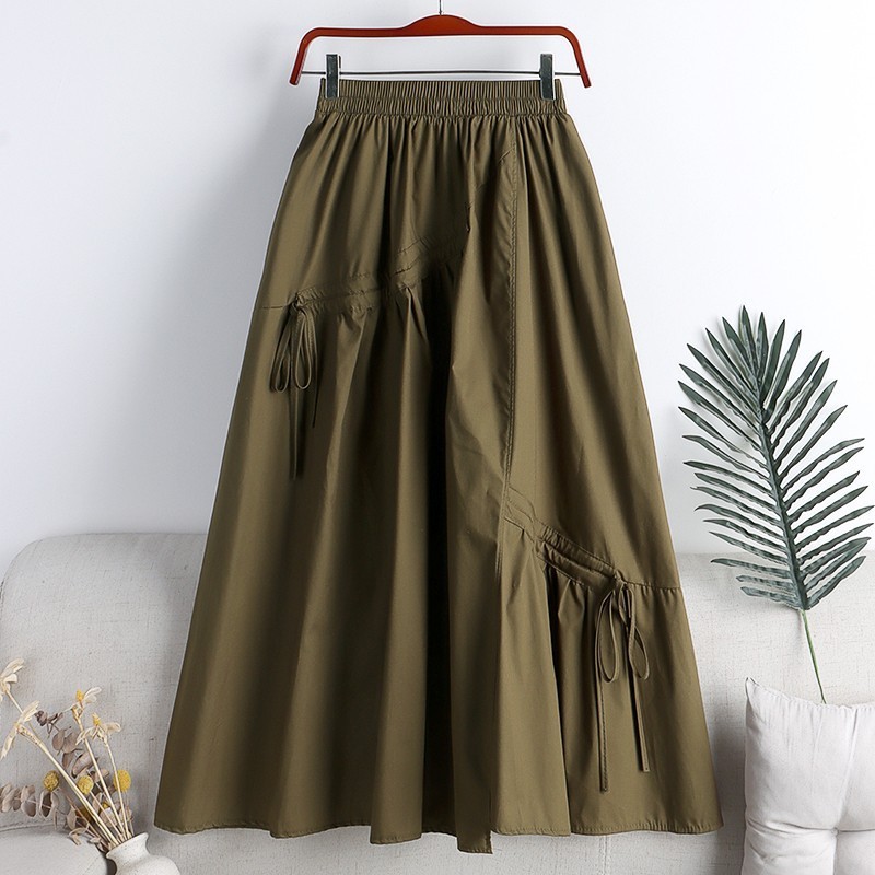 Wholesale 2023 Spring New High Waist Slim Irregular Strap Mid length Large Swing A-line Women's Half length Skirt