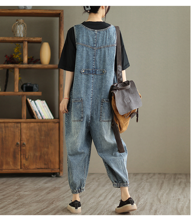 Boutique Wholesale 2024 Summer Loose Versatile Casual Slimming High Waist and Age Reducing Korean Denim Women's jumpsuit