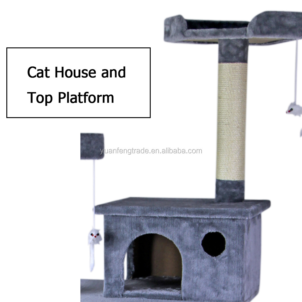 Large Cat Activity Tower Tree and Hammock with Sisal Scratching Post House and Platforms for Cat Climbing and Jumping