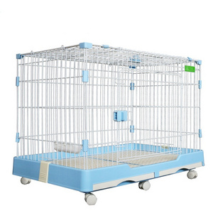 Hot Sale Dog Crate Kennel Double Bottom Trays Pet Cage On Wheels (S)