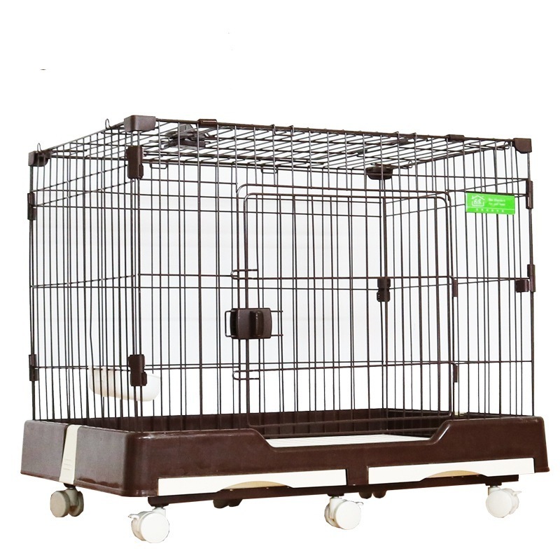 Hot Sale Dog Crate Kennel Double Bottom Trays Pet Cage On Wheels (S)