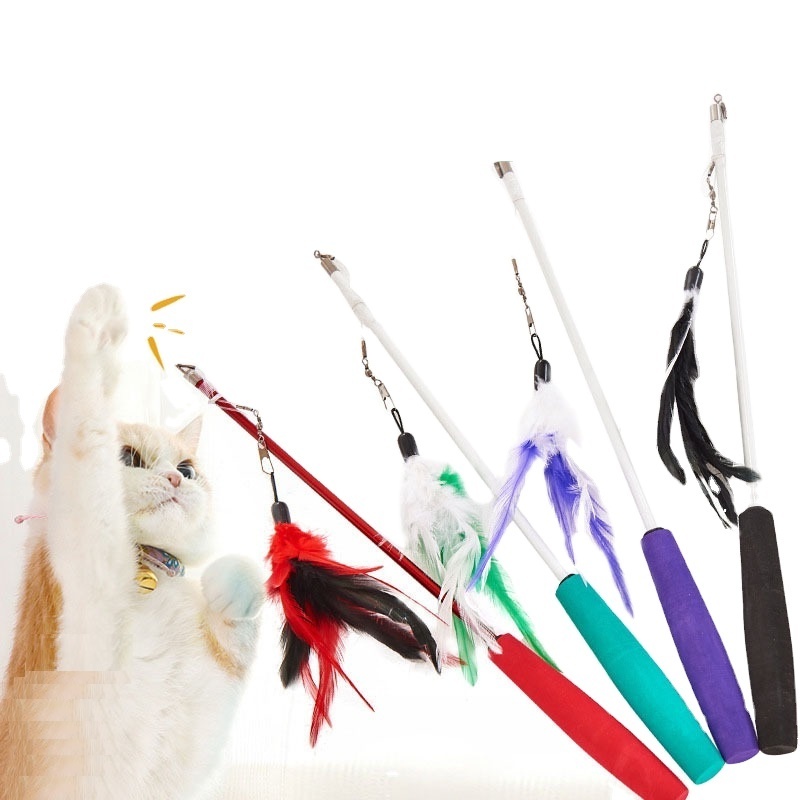 Pet Shop Trends Cat Teaser Sticker Stretch  Fishing Rod Feather Replacement Pack Cat Interactive teasing toy