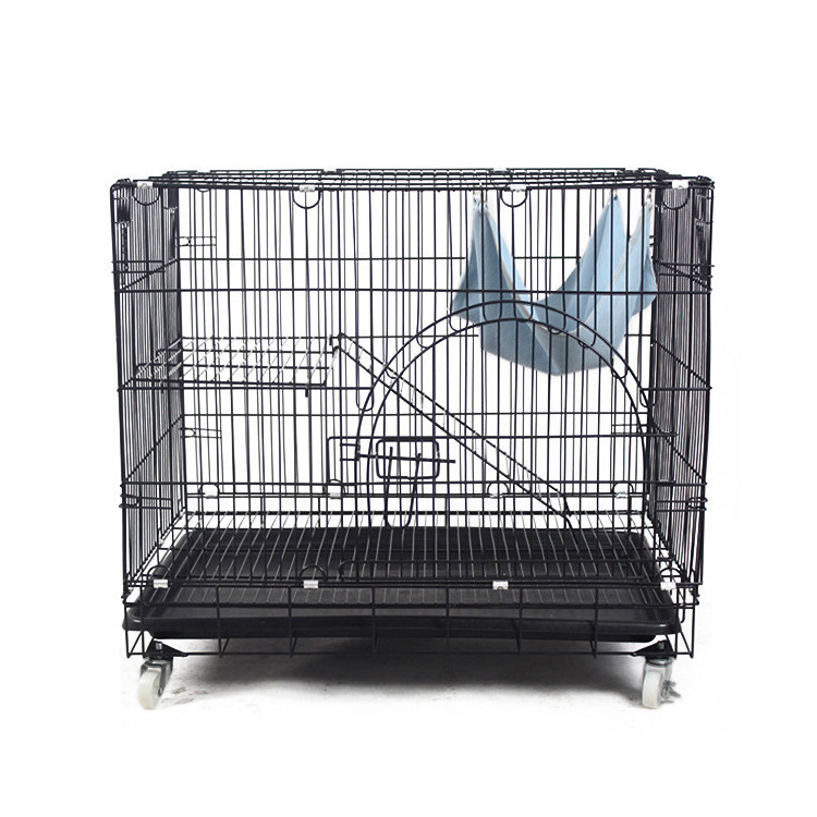 Foldable Double Layers Pet Cage Collapsible Cat &Dog Crate Kennel with Tray