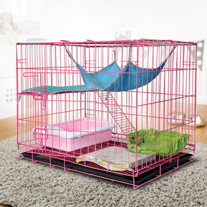 Foldable Double Layers Pet Cage Collapsible Cat &Dog Crate Kennel with Tray