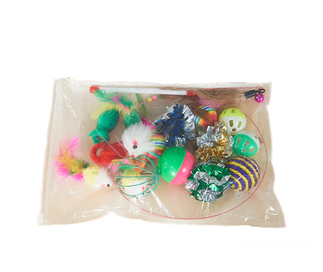 Cat accessories bundle for pet shop factory sale include feather, mice, fish, ball, tunnel one stop get all cat interactive toys