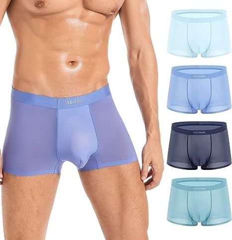 Traceless Breathable Solid Color Boxer Mens Underwear Designed Men's Boxer Briefs Seamless Ice Silk Men's Briefs