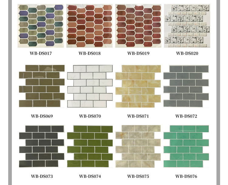 Home wall decoration smart vinyl tile light 3D peel and stick backsplash mosaic kitchen tiles