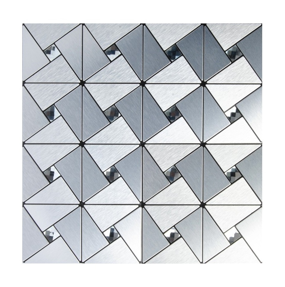 Easy Fit Mosaic Silver Diamond Wallpaper Self-adhesive Peel and Stick Kitchen Baclsplash Aluminium Tile Stickers