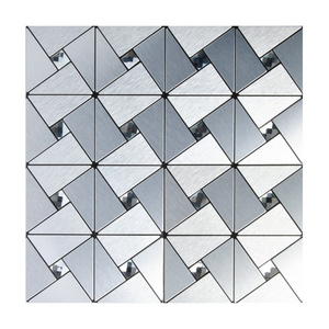 Easy Fit Mosaic Silver Diamond Wallpaper Self-adhesive Peel and Stick Kitchen Baclsplash Aluminium Tile Stickers