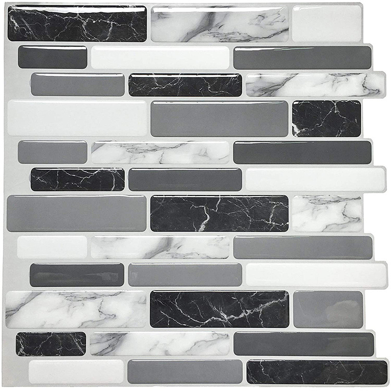 china factory direct supply white color 3d adhesive vinyl mosaic wall tile sticker