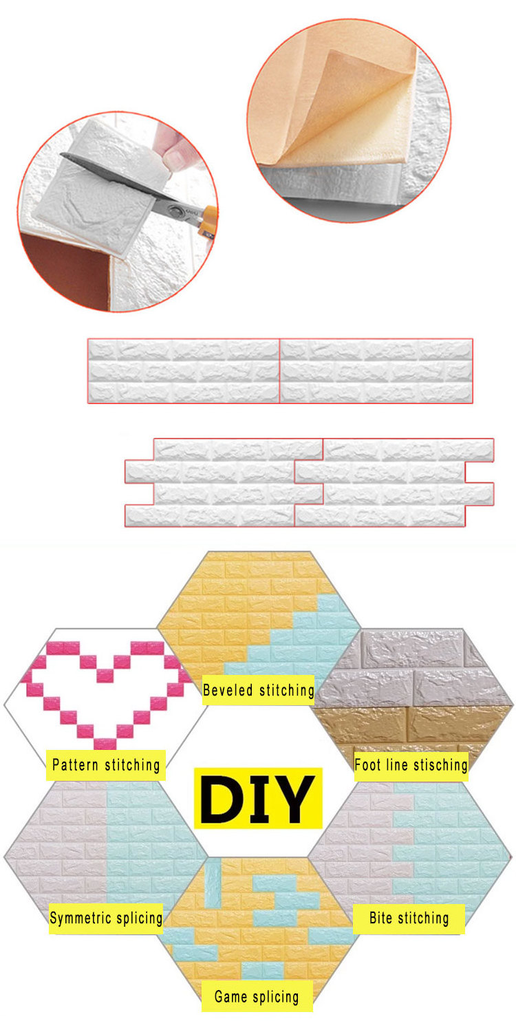 Factory supply hot selling cheap price peel and stick 3D foam brick wallpaper white brick wallpaper