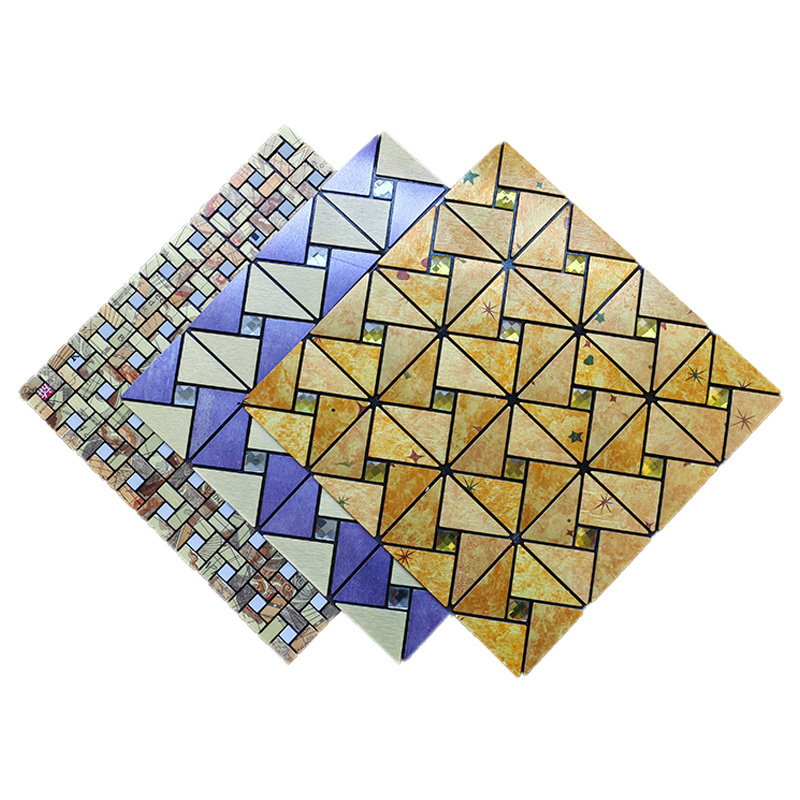 Peel and Stick Metal Backsplash Tile Stick on Kitchen 3D Wall Decor Aluminum Mosaic Tiles for Bathroom