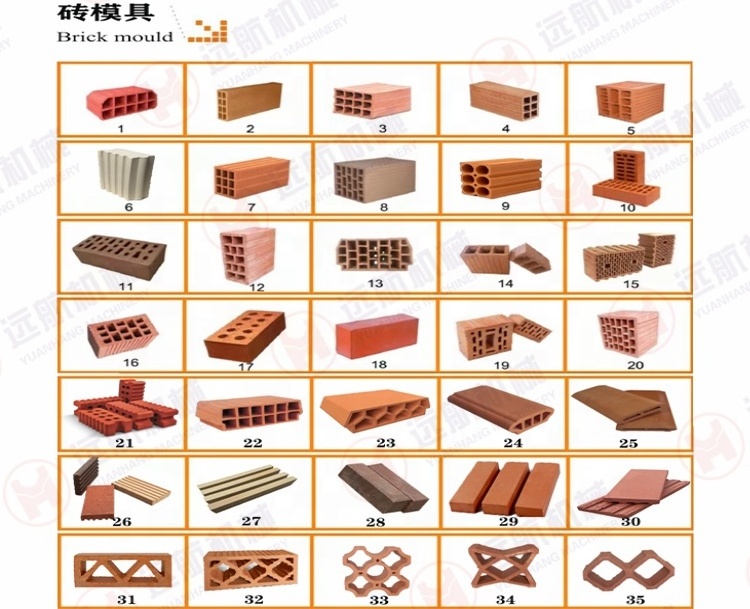 Hollow laterite brick burning red earth mud clay brick Extruder molds wall tile Automatic Brick making machine production line