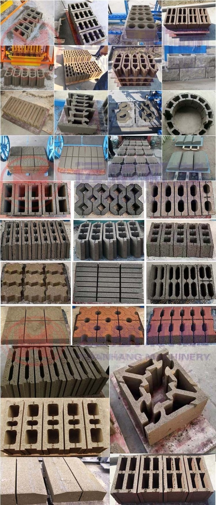 4-26 Hydraulic hollow brick masonry machinery construction block making laying cement mold manual