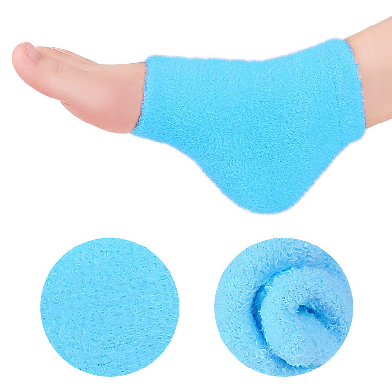 SPA Heel Cushion Protector Socks Plant Gel Heel Cups for Dry Cracked Skin Comfort Feather Yarn Heel Socks