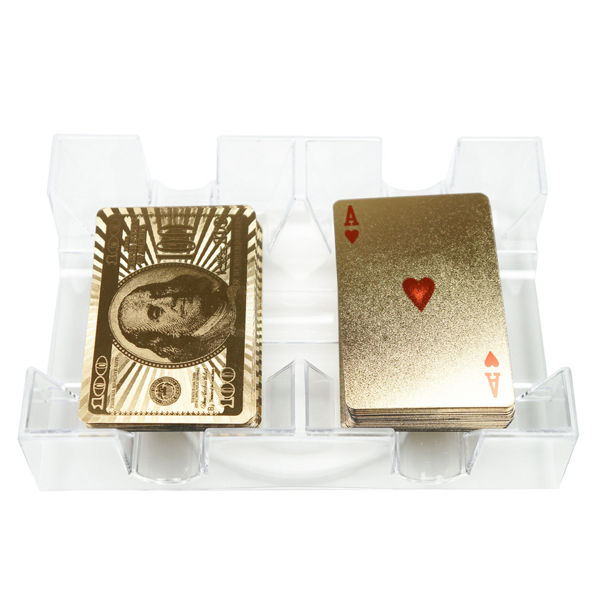 YUANHE 2 Deck Revolving Rotating Canasta Playing Card Tray card holder