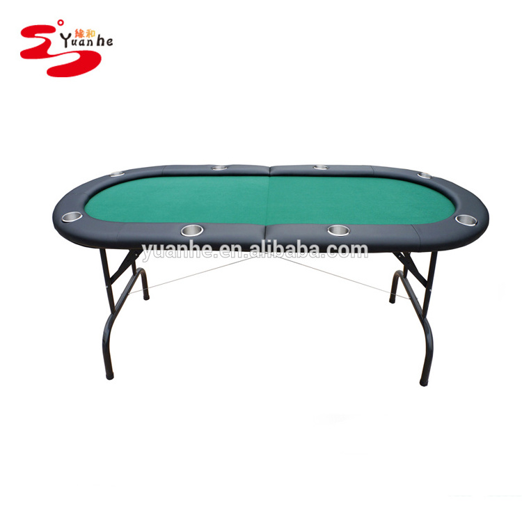 8 Player Casino Texas Hold'em Folding Poker Table with Stainless Steel Cup Holders Green