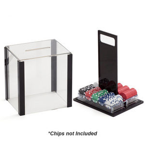 1000PC Chip Fill  Capacity Acrylic Portable Poker Chip Carry Box/ Case