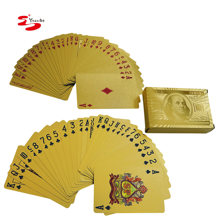 Yuanhe Luxury 24K Gold Foil Water Proof Poker Playing Cards