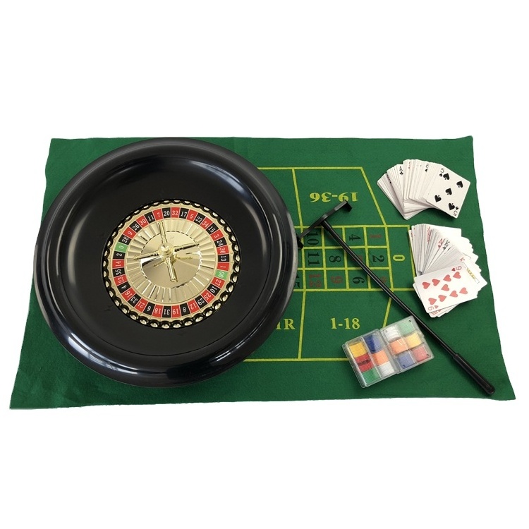 Deluxe 16 inch Professional Roulette Wheel Game Set with Playing Cards