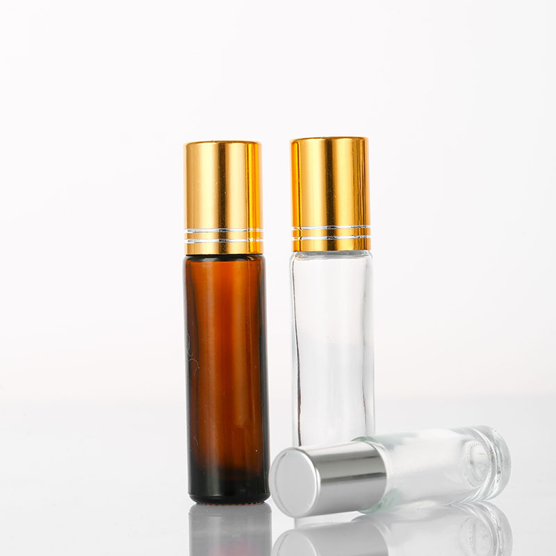 wholesale 5ml 10ml clear amber shape attar roll on roller essential oil bottles