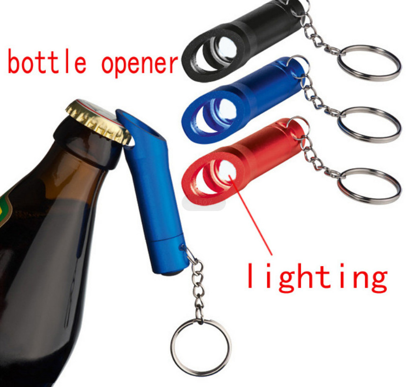 Aluminum Alloy Waterproof  Mini Flashlight  With Bottle Opener printed Logo Led Keychain Torch Light