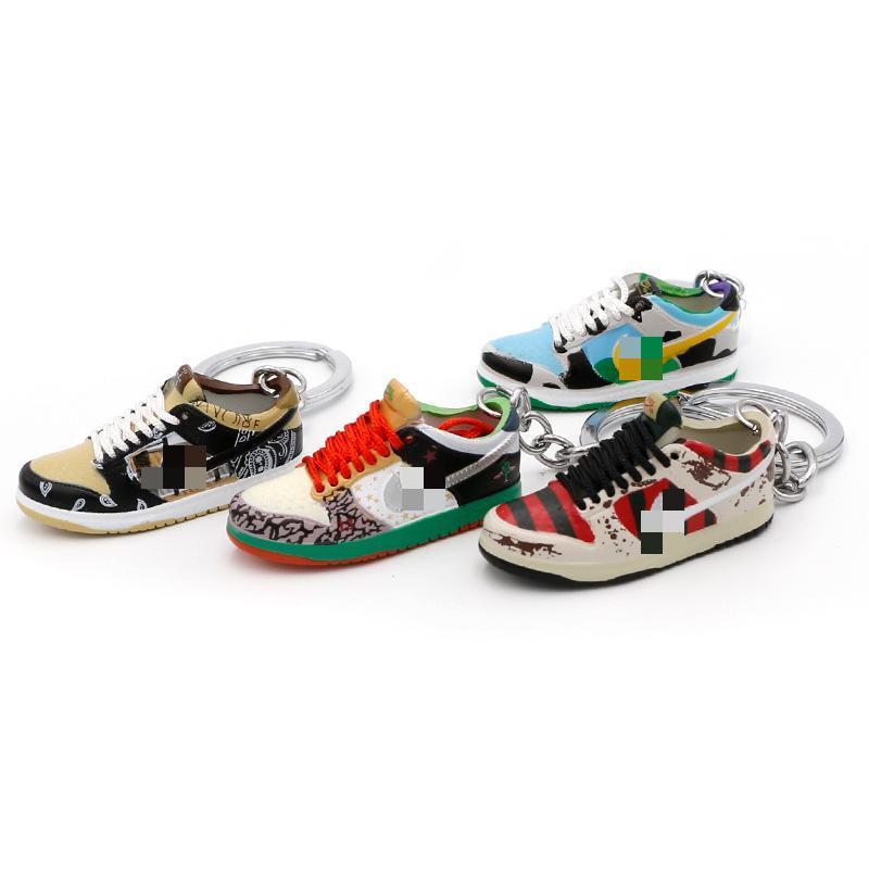 Wholesale 3D Mini Sneakers dunk ow shoe Keychain Model cute keychains with box key chain