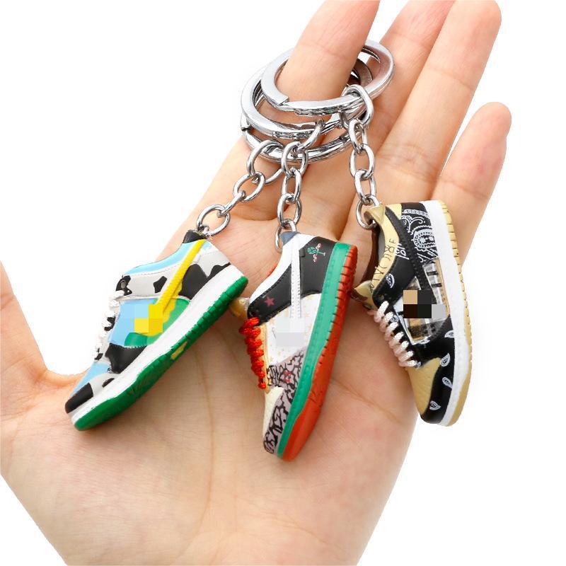 Wholesale 3D Mini Sneakers dunk ow shoe Keychain Model cute keychains with box key chain