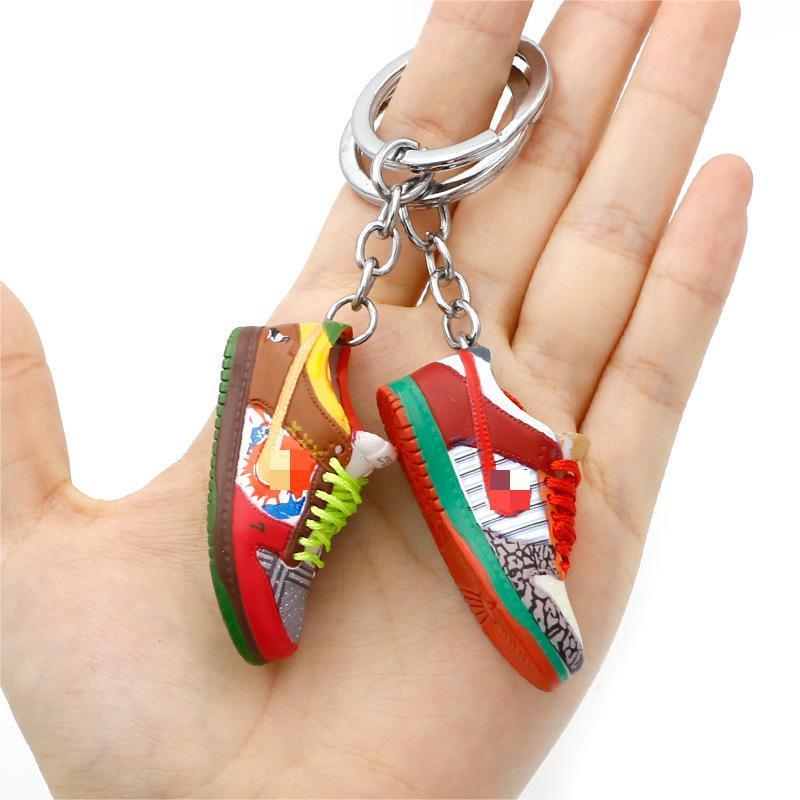 Wholesale 3D Mini Sneakers dunk ow shoe Keychain Model cute keychains with box key chain