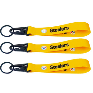 Custom pittsburg steelers nfl Football short lanyard cute car keychain  Wrist Strap Gift