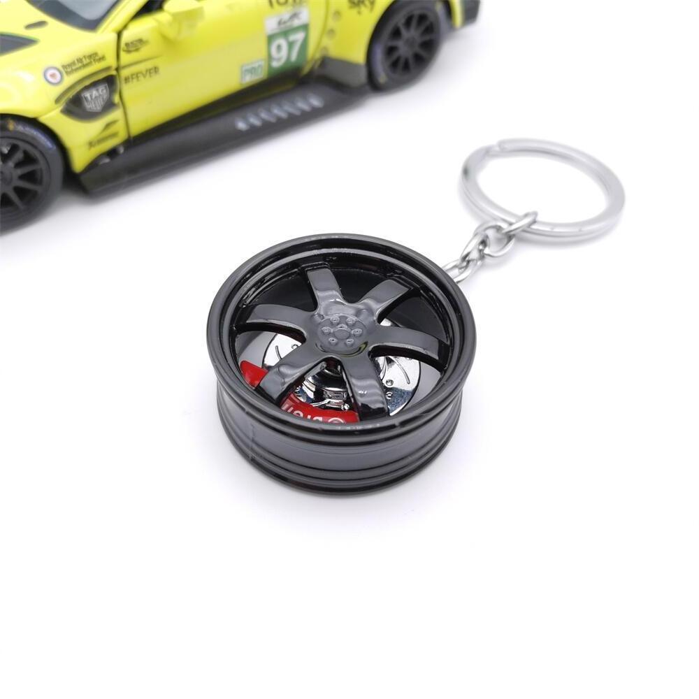 Automotive Parts Model Key Ring Set Spinning Rim Chain JDM keychain Turbo Keychain