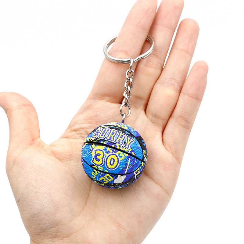 American Basketball Team Player Kobe James Curry Key Chain Keyring Pendant Charm Small Mini Basketball Keychain