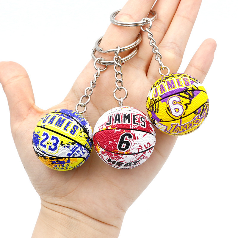 American Basketball Team Player Kobe James Curry Key Chain Keyring Pendant Charm Small Mini Basketball Keychain