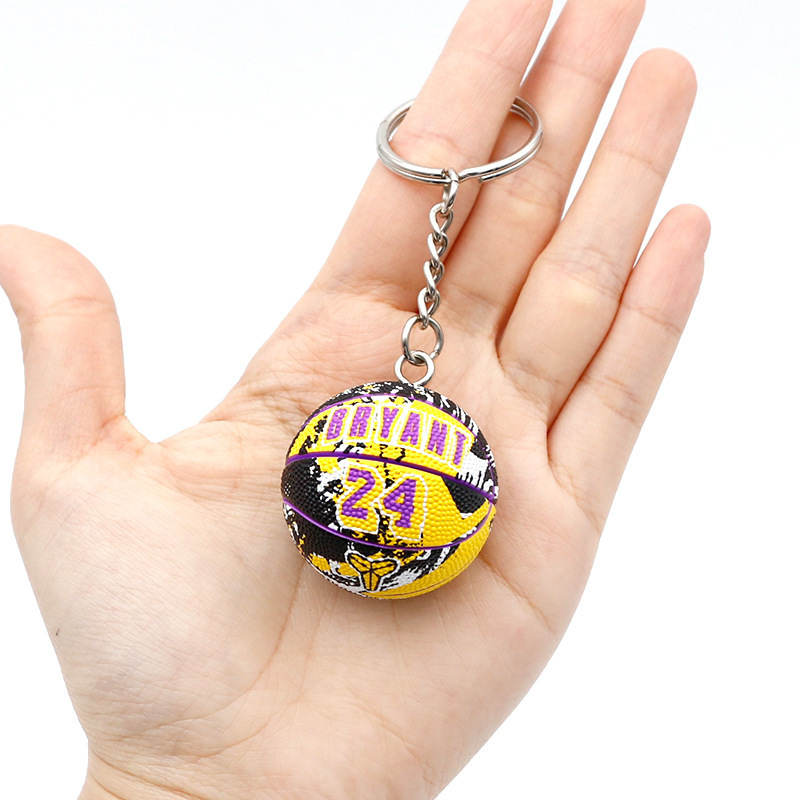 American Basketball Team Player Kobe James Curry Key Chain Keyring Pendant Charm Small Mini Basketball Keychain