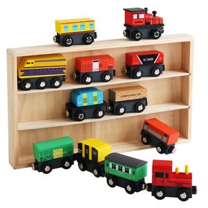 12pcs magnetic and connectable  train set Popular all in one kids train set wooden train model children's toy