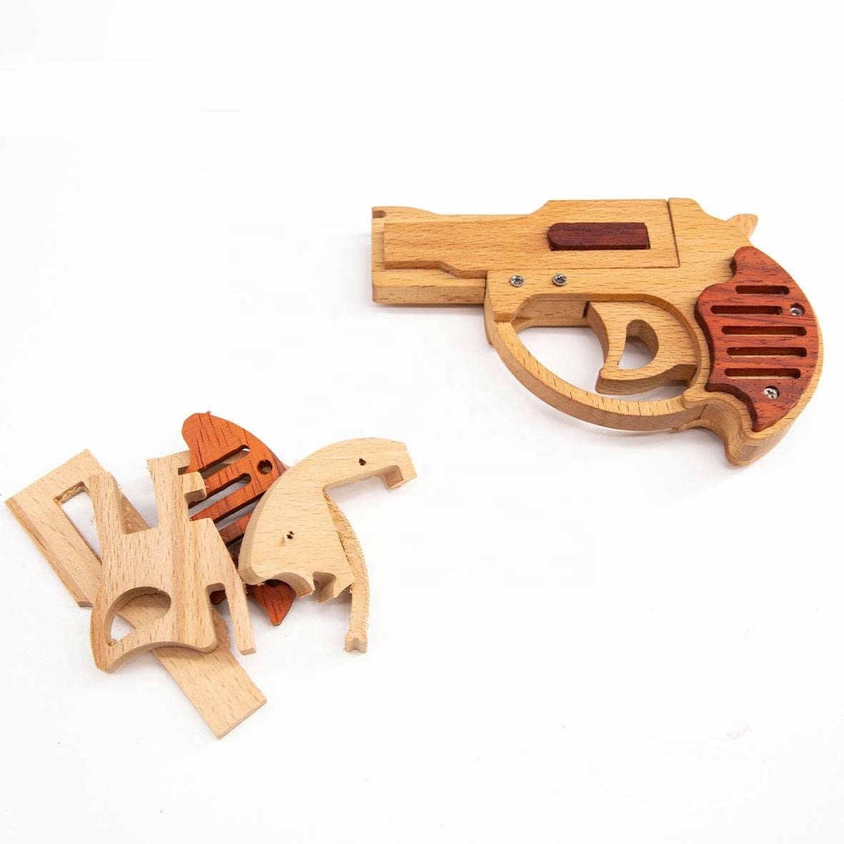 Outdoor sports toy rubber bands toy gun kids shooting playing wooden toy gun