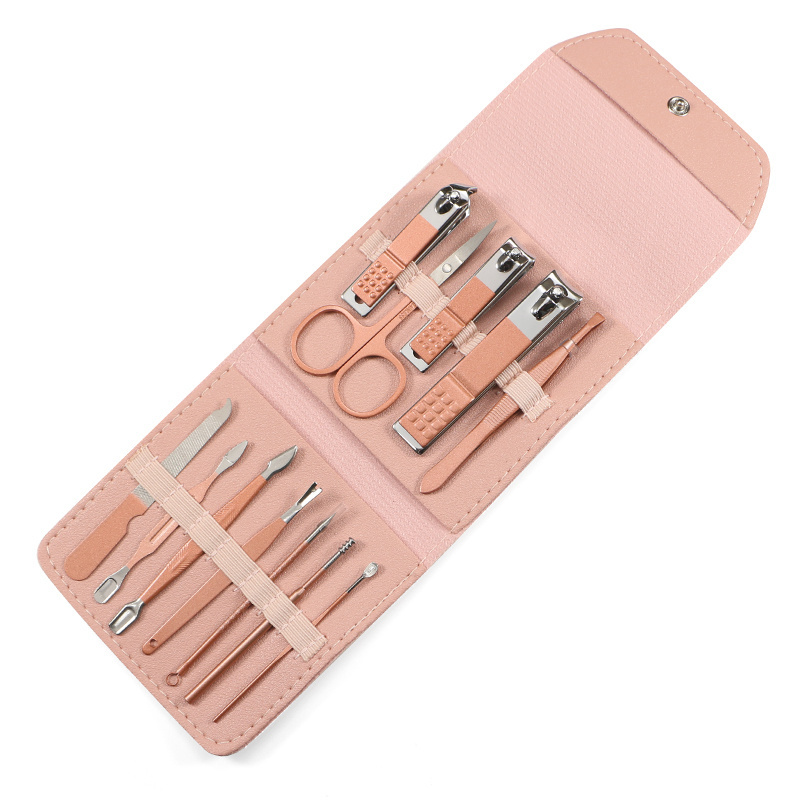 12 in 1 Manicure Set Nail Clippers With Pu Bag Manufacture Pcs/set Rose gold Personal Pedicure Kit Grooming