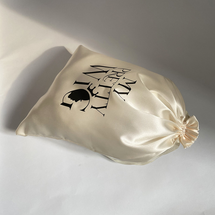 Custom Logo wig bag making Silk Bag For Wigs Hair Packaging Satin Drawstring Dust Bags